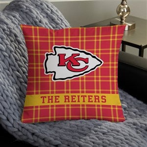 NFL Kansas City Chiefs Plaid Personalized 14 Throw Pillow