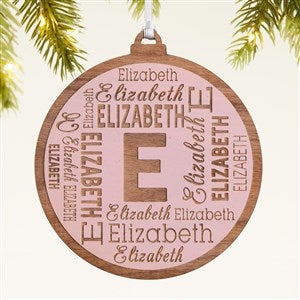 Christmas Repeating Name Personalized Wood Ornament - Pink