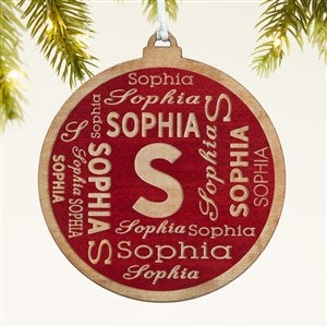 Christmas Repeating Name Personalized Wood Ornament - Maple