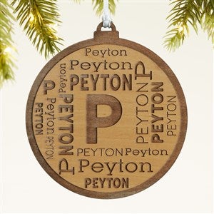 Christmas Repeating Name Personalized Wood Ornament - Natural