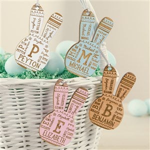 Easter Bunny Repeating Name Personalized Wood Easter Basket Tags - 46367