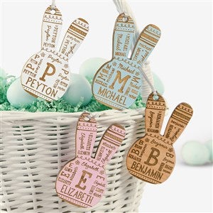 Easter Bunny Repeating Name Personalized Wood Easter Basket Tags - 46367