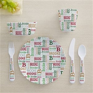 Christmas Repeating Name Personalized Kids Dishes - 46373