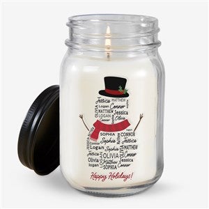 Snowman Repeating Name Personalized Farmhouse Candle Jar - 46389