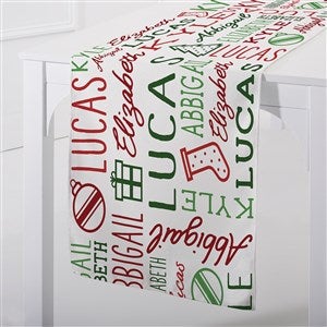 Holiday Repeating Name Personalized Christmas Table Runner - 46390