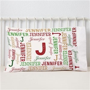 Christmas Repeating Name Personalized Pillowcase - 20 x 40 King