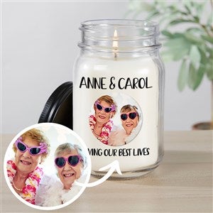 Cartoon Yourself Photo Message Personalized Farmhouse Candle Jar