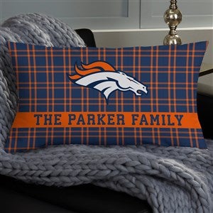 NFL Denver Broncos Plaid Personalized Lumbar Throw Pillow