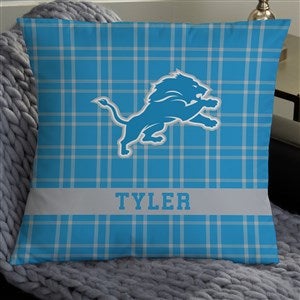NFL Detroit Lions Plaid Personalized 18 Throw Pillow