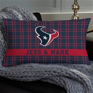 NFL Houston Texans Plaid Personalized Lumbar Throw Pillow