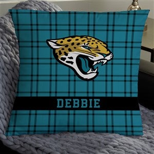 NFL Jacksonville Jaguars Plaid Personalized 18 Throw Pillow