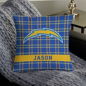 NFL Los Angeles Chargers Plaid Personalized 14 Throw Pillow