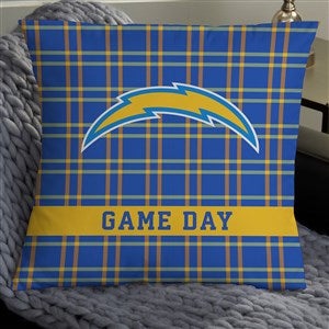 NFL Los Angeles Chargers Plaid Personalized 18 Throw Pillow