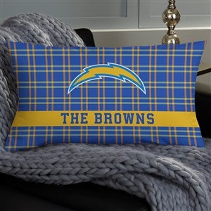 NFL Los Angeles Chargers Plaid Personalized Lumbar Throw Pillow