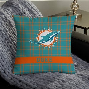 NFL Miami Dolphins Plaid Personalized 14 Throw Pillow