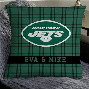 NFL New York Jets Plaid Personalized 18 Throw Pillow