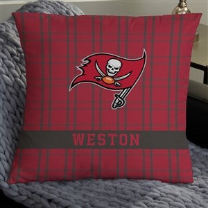 NFL Tampa Bay Buccaneers Plaid Personalized 18 Throw Pillow
