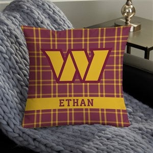 NFL Washington Commanders Plaid Personalized 14 Throw Pillow