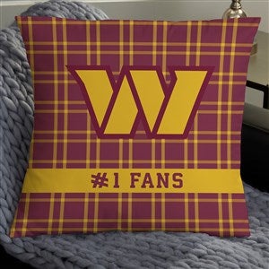 NFL Washington Commanders Plaid Personalized 18 Throw Pillow