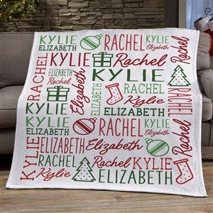 Holiday Repeating Name Personalized Plush Fleece Blanket - 50x60