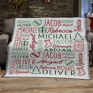 Holiday Repeating Name Personalized Fleece Blanket - 50x60