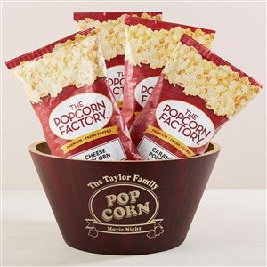 Popcorn Night Personalized Bamboo Bowl with Popcorn Gift Set - 46478
