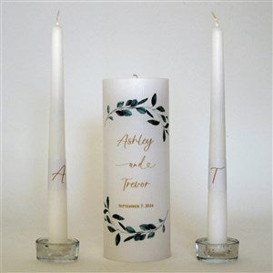 Personalized Eucalyptus Wreath Wedding Unity Candle Set - 46486D