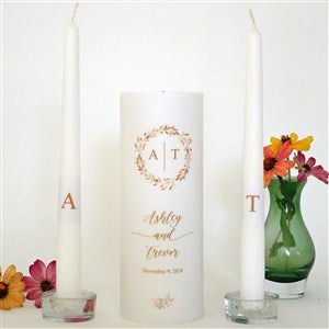 Personalized Wreath Wedding Unity Candle Set-Gold