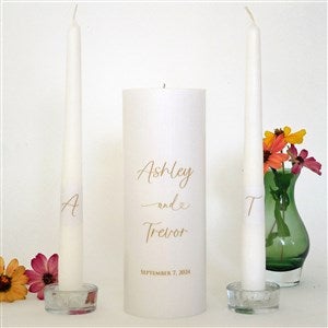 Personalized Simplicity Wedding Unity Candle Set-Gold