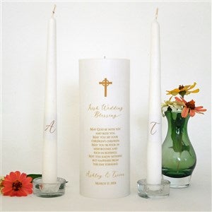 Personalized Irish Cross Wedding Unity Candle Set-Gold