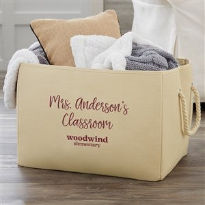 Personalized Logo Embroidered Storage Tote- Natural - 46709