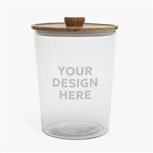 Personal Logo Engraved Glass Ice Bucket with Acacia Lid  - 46728