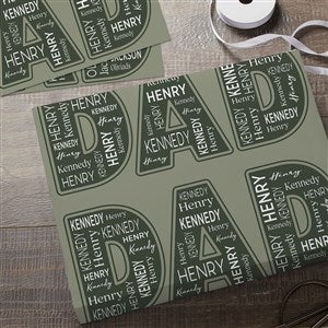 Dad Repeating Name Personalized Wrapping Paper Sheets - Set of 3