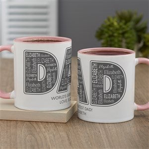 Dad Repeating Name Personalized Coffee Mug - Pink