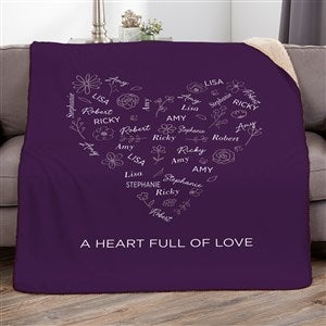 Blooming Heart Personalized Blanket - Sherpa Fleece - 60x80