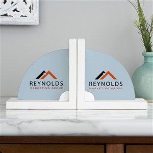 Personalized Logo White Bookends - 46794