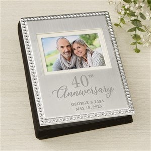 Anniversary Engraved Silver Beaded Mini Photo Album
