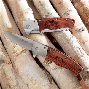 Personalized Logo Wooden Handle Folding Knife - 46858