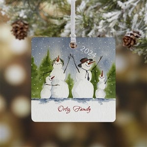 Personalized Snow Family Christmas Ornaments - 1 Sided Metal