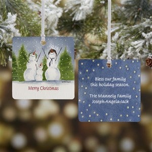 Personalized Snow Family Christmas Ornaments - 2 Sided Metal