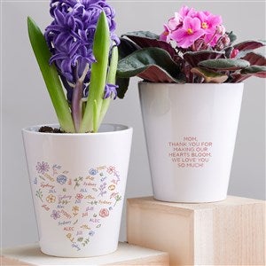 Personalized Mini Flower Pot - Blooming Heart - 46899