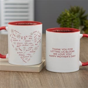 Blooming Heart Personalized Coffee Mug - Red