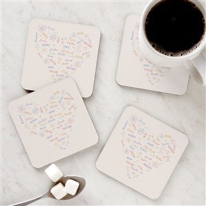 Blooming Heart Personalized Coasters - 46905