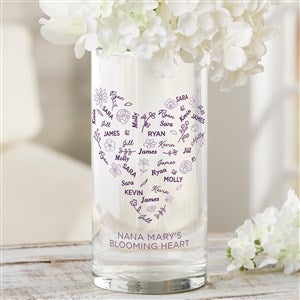Blooming Heart Personalized Cylinder Glass Flower Vase - 46920