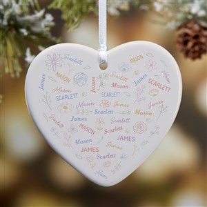 Blooming Heart Personalized Heart Ornament- 3.25 Glossy - 1 Sided