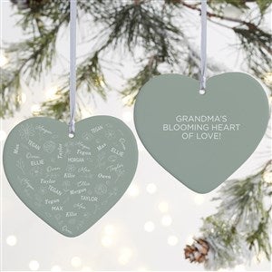 Blooming Heart Personalized Heart Ornament- 4 Matte - 2 Sided