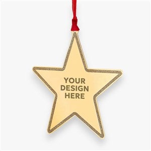 Personalized Logo Gold Star Metal Ornament - 46947