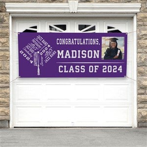 Repeating School Memories Personalized Graduation Photo Banner - 30x72
