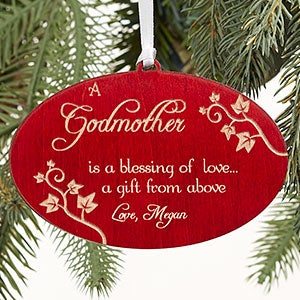 She's A Blessing Personalized Red Wood Ornament