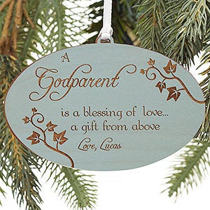 She's A Blessing Personalized Blue Wood Ornament